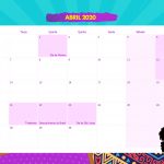 Calendario Mensal Mulher Afro Abril 2020