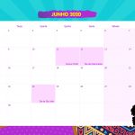Calendario Mensal Mulher Afro Junho 2020