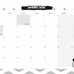 Calendario Mensal Panda Janeiro 2020