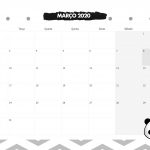 Calendario Mensal Panda Marco 2020
