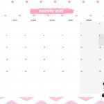 Calendario Mensal Panda Rosa Agosto 2020