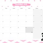 Calendario Mensal Panda Rosa Dezembro 2020
