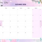Calendario Mensal Paris Outubro 2020