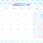 Calendario Mensal Sereia Marco 2020