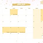Calendario Mensal Unicornio Dourado Abril 2020