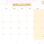 Calendario Mensal Unicornio Dourado Julho 2020