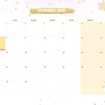 Calendario Mensal Unicornio Dourado Setembro 2020