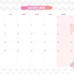 Calendario Mensal Unicornio Rosa Agosto 2020