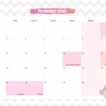 Calendario Mensal Unicornio Rosa Fevereiro 2020