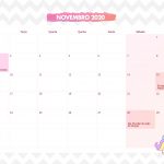 Calendario Mensal Unicornio Rosa Novembro 2020