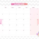 Calendario Mensal Unicornio Rosa Outubro 2020