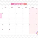 Calendario Mensal Unicornio Rosa Setembro 2020