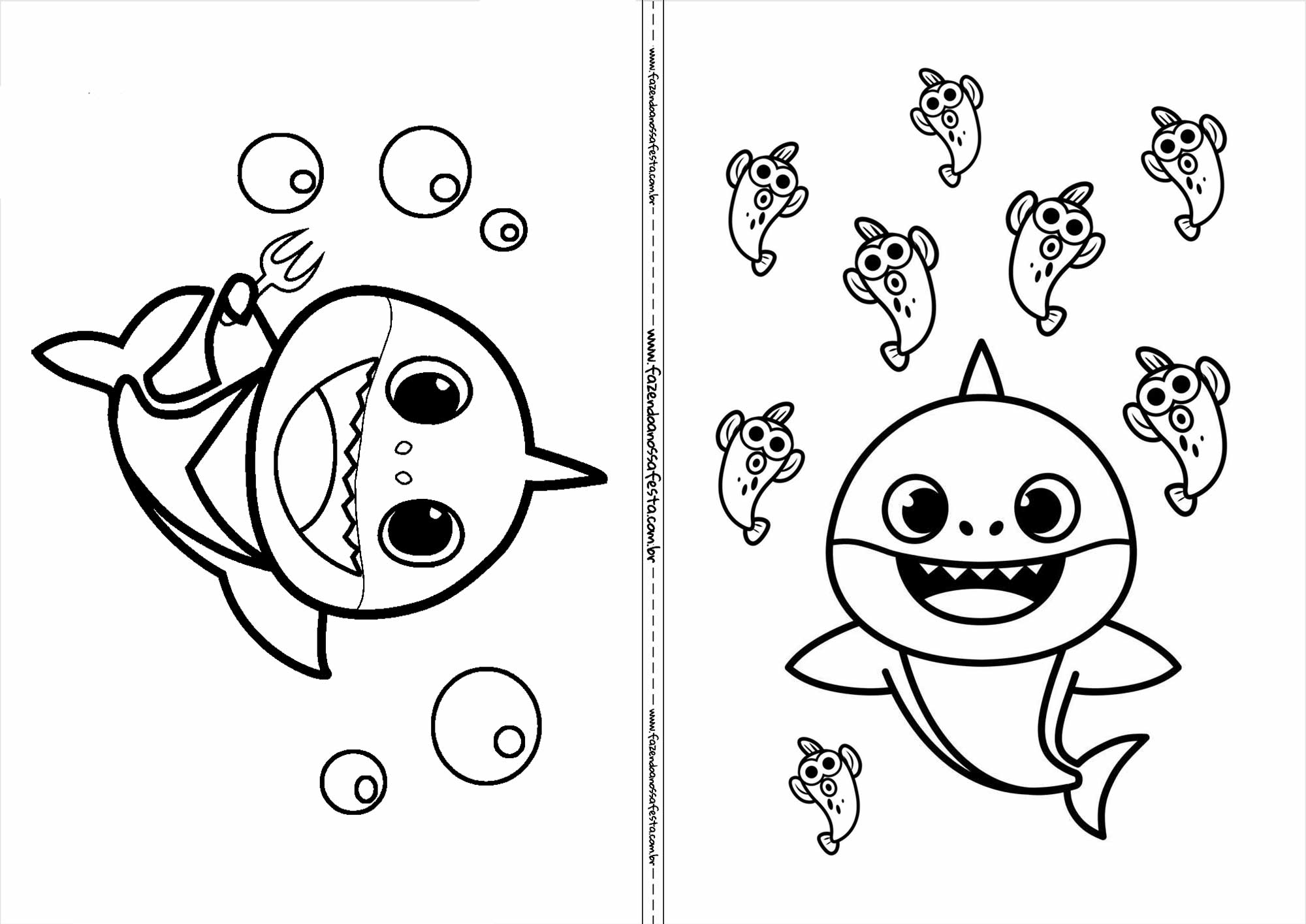 Desenhos de Baby Shark para Imprimir e Colorir