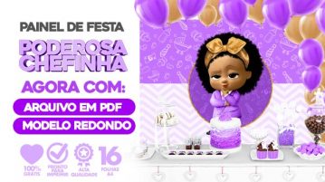 Painel Festa Poderosa Chefinha Afro usando Folhas A4 para Imprimir Painel Festa Poderosa Chefinha Afro Gratis