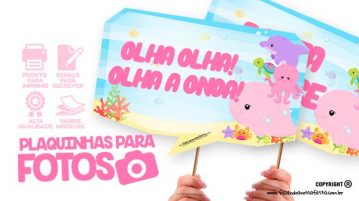 Plaquinha Festa Fundo do Mar Rosa Grátis para Imprimir Plaquinha Festa Fundo do Mar Rosa para Imprimir