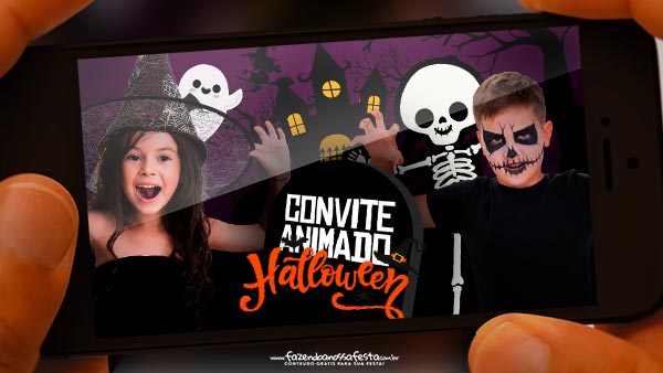 Convite Animado Halloween Grátis para Baixar e Editar