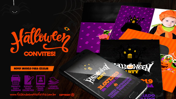 Convite Halloween Grátis para Editar e Imprimir