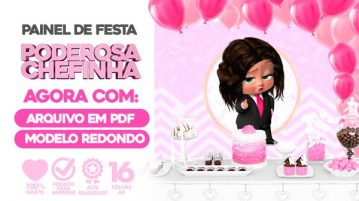 Painel Festa Poderosa Chefinha Morena usando Folhas A4 para Imprimir Painel Festa Poderosa Chefinha Morena