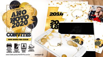 Convite Festa Ano Novo 2020 Grátis para Editar e Imprimir Convite Ano Novo 2020 gratis