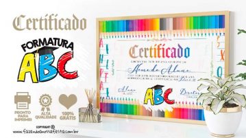 Diploma Formatura ABC para Editar Grátis Pronto para Imprimir Diploma Formatura ABC para editar