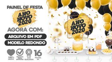 Painel Festa Ano Novo 2020 Usando Folhas A4 para Imprimir Painel Festa Ano Novo 2020