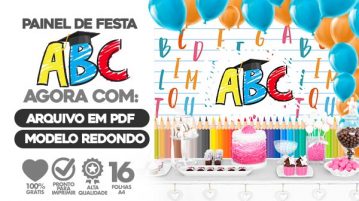 Painel Festa Formatura ABC Usando Folhas A4 para Imprimir Painel Festa Formatura ABC