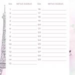 Planner Paris metas diarias fevereiro