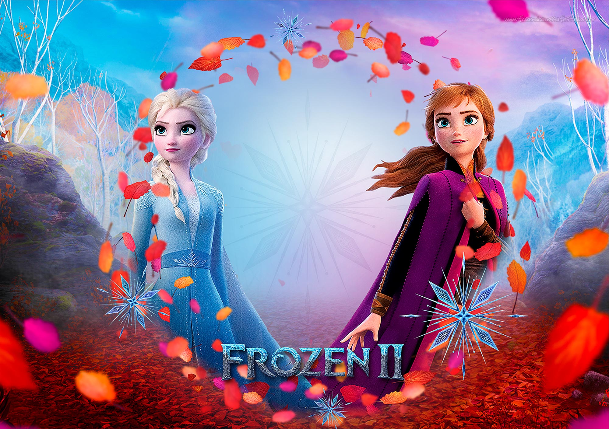 Convite Festa Frozen 2 para imprimir