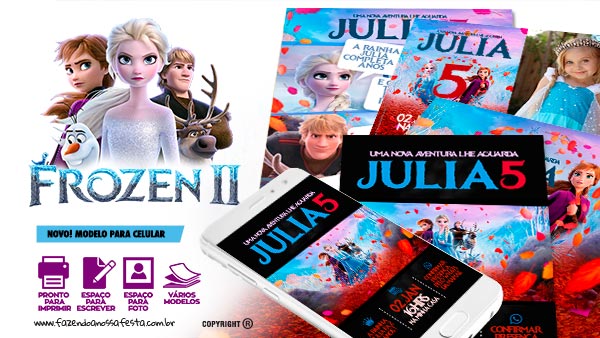 15 Convites de aniversário Frozen 2 para editar grátis (WhatsApp e Imprimir)