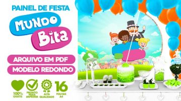 Painel Festa Mundo Bita Usando Folhas A4 para Imprimir Painel Festa Mundo Bita