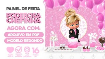 Painel Festa Poderosa Chefinha Loira usando Folhas A4 para Imprimir Painel de Festa Poderosa Chefinha Loira