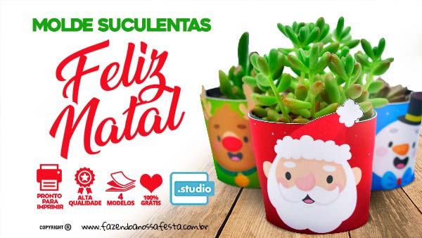 Rótulo para Suculenta de Natal Grátis para Imprimir