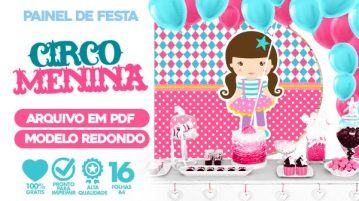 Painel Festa Circo Menina Usando Folhas A4 Grátis para Imprimir Painel Festa Circo Menina