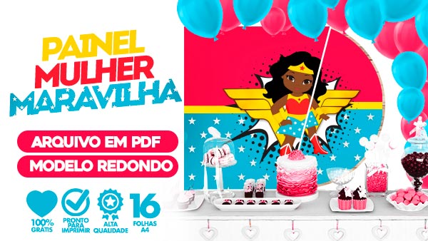 Painel Festa Mulher Maravilha Cute Afro