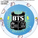 Adesivo redondo personalizado Kit Festa BTS Azul