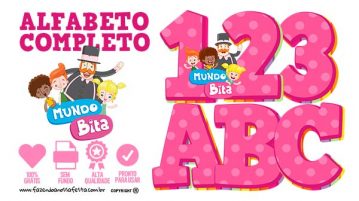 Alfabeto Mundo Bita Rosa – Letras e Números para Imprimir e Personalizar Alfabeto Mundo Bita Rosa gratis