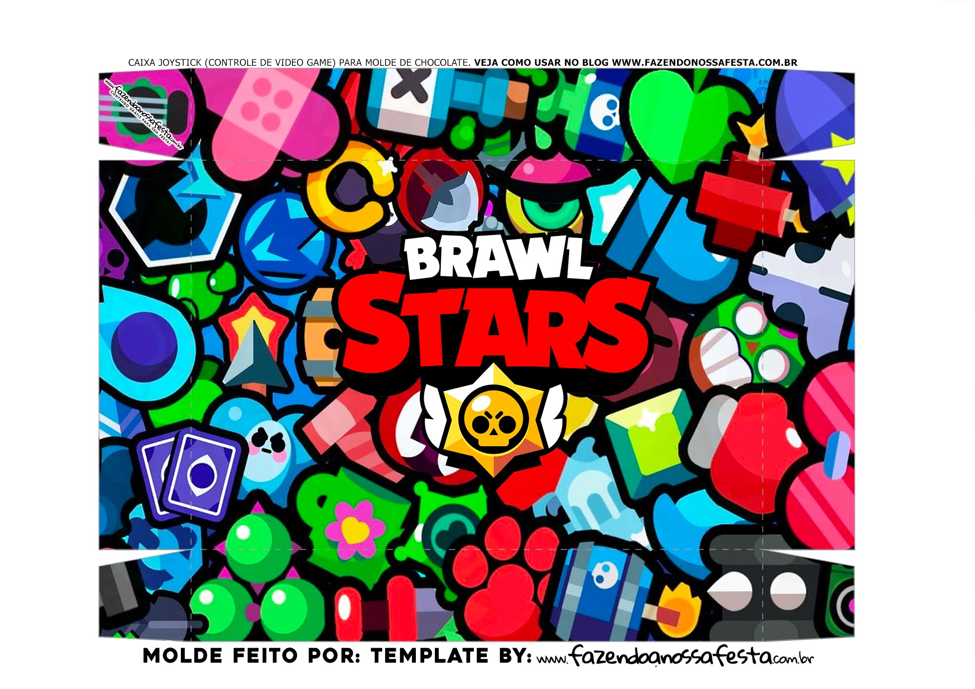 Fundo Caixa Joystick Brawl Star Fazendo A Nossa Festa - topo de bolo brawl stars