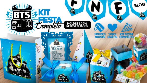 Kit Festa BTS Azul para Imprimir