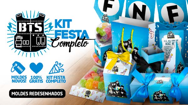 Kit Festa BTS Azul Grátis para Imprimir em Casa