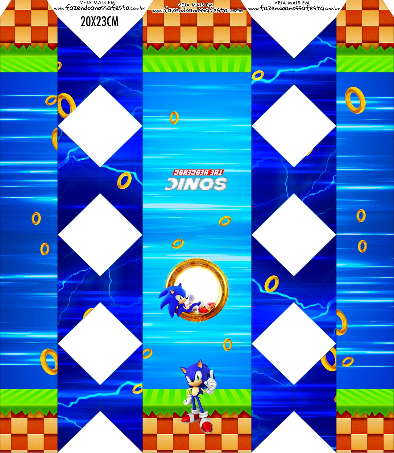 Sonic 2 HD  Molde caixa, Molde