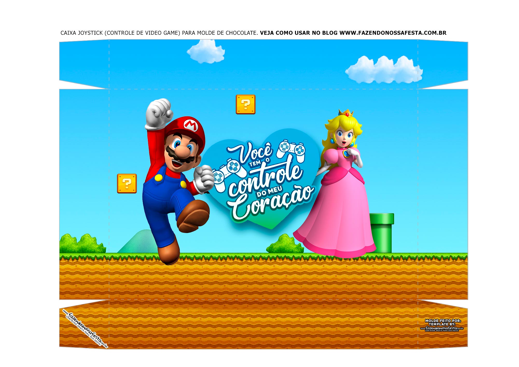 Caixa Controle de Video Game Tampa Mario