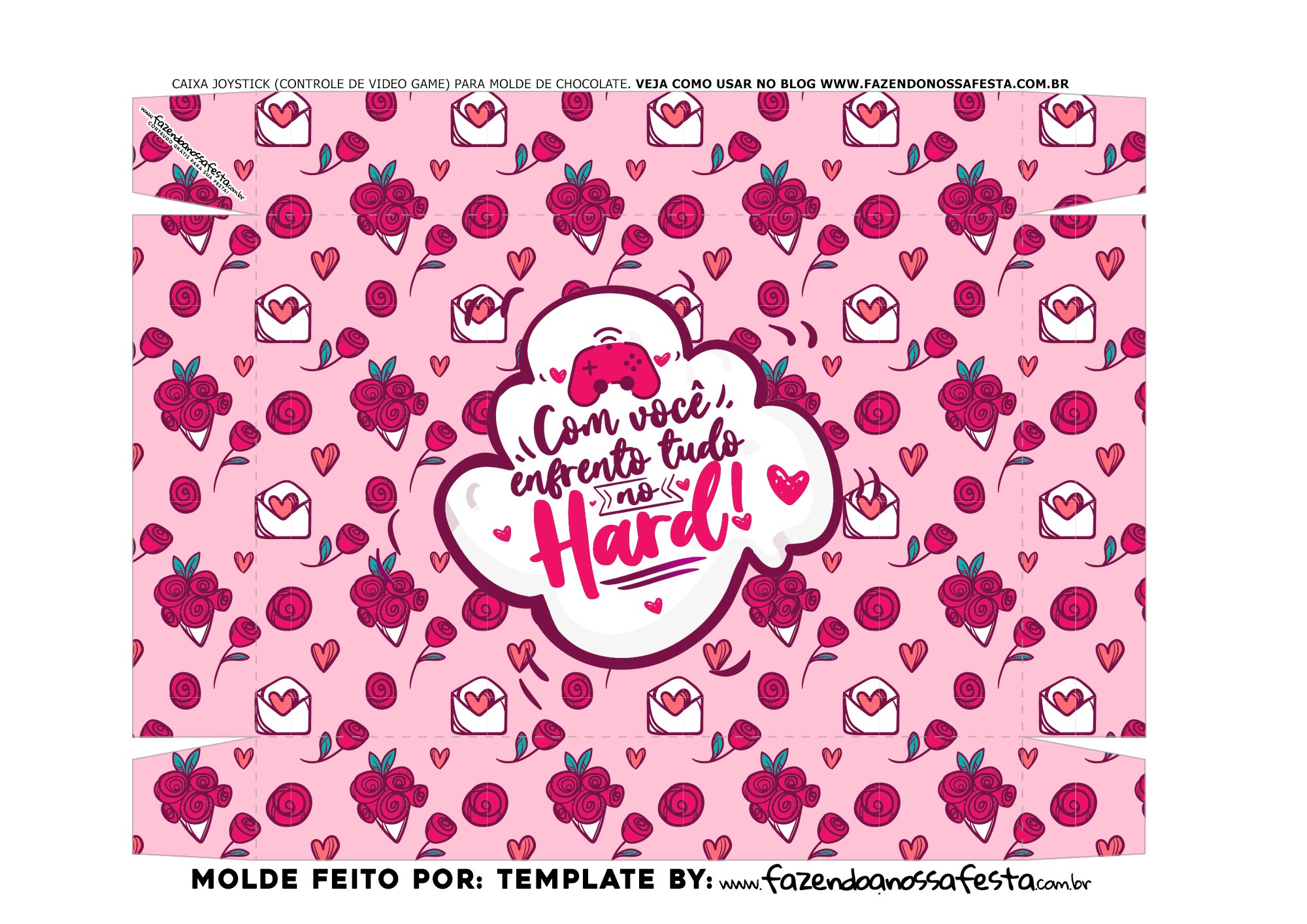 Caixa Joystick Dia dos Namorados Rosa fundo