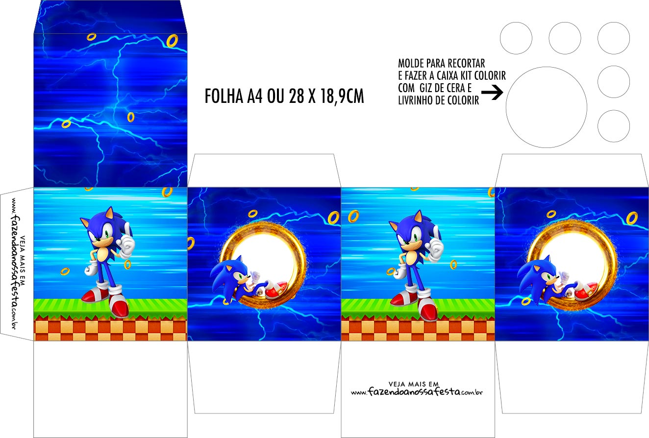 Caixa Surpresa + Kit De Colorir - Sonic