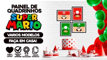 Kit Quadrinhos Festa Super Mario Bros Grátis para Imprimir em Casa Kit Quadrinhos Festa Super Mario para Imprimir gratis
