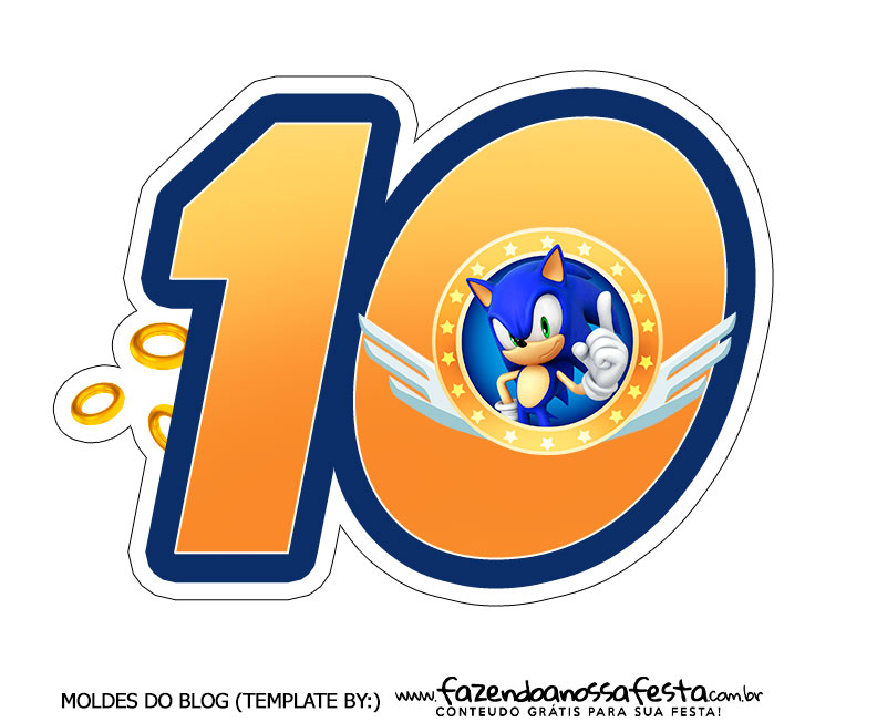 Numeros Sonic para bolo 10 - Fazendo a Nossa Festa