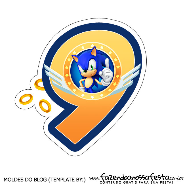 Topo de Bolo Sonic para imprimir