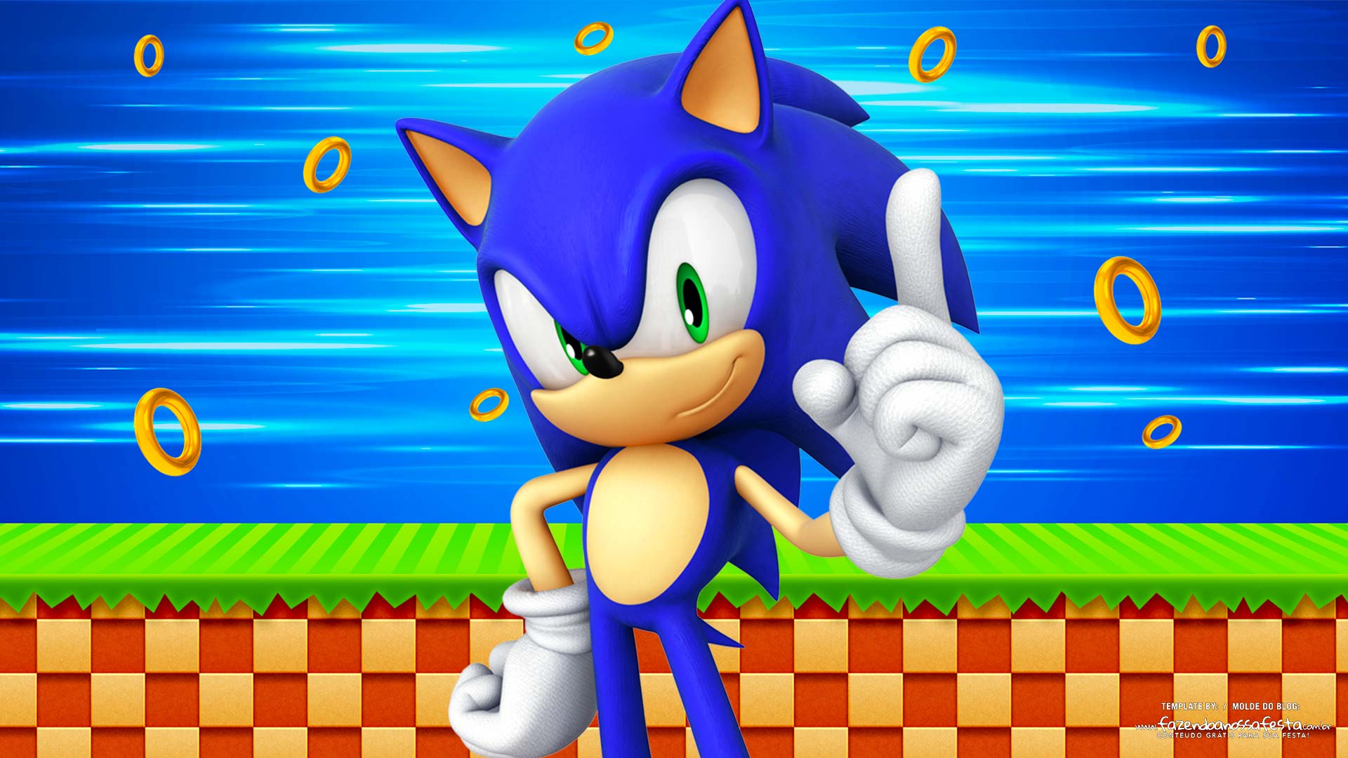 Painel na TV para aniversario tema Sonic