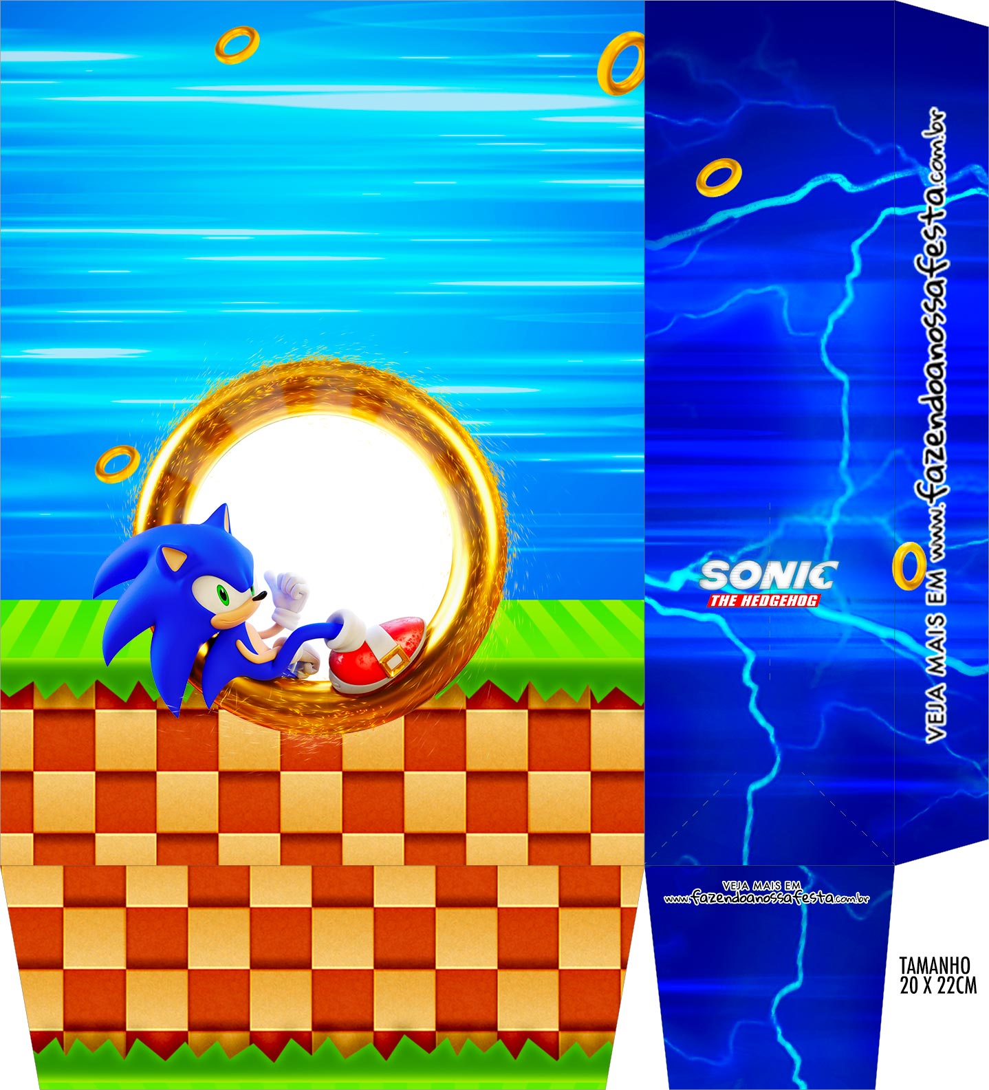 Convite Sonic para Imprimir - Fazendo a Nossa Festa