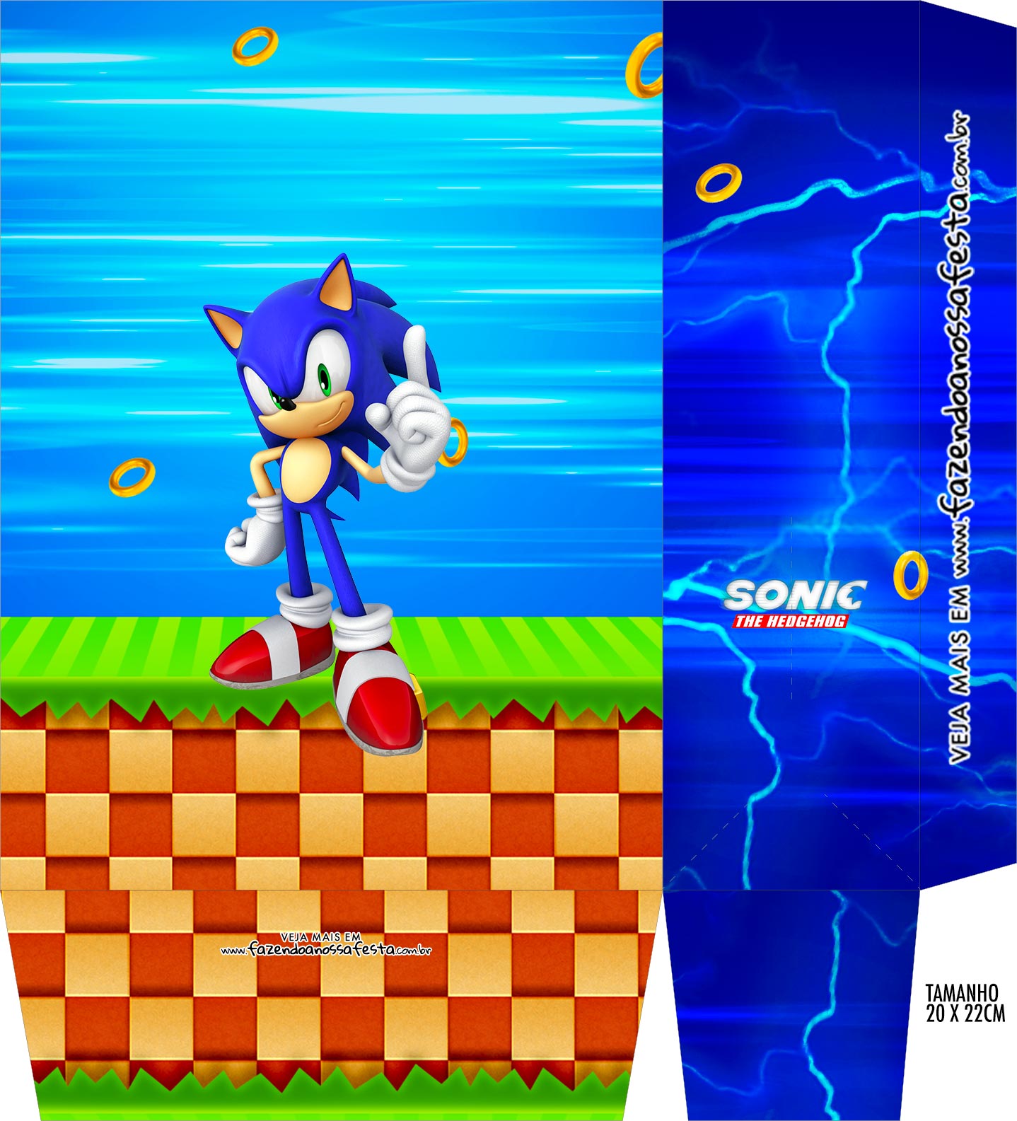 Convite Sonic para Imprimir - Fazendo a Nossa Festa