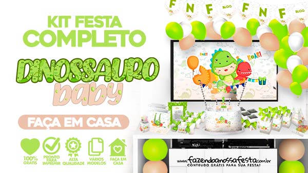 Kit Festa Dinossauro Baby Grátis para Imprimir em Casa